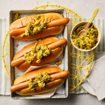 Hot Dogs with Homemade Pickle Relish